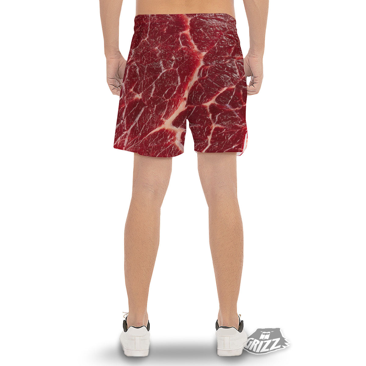 Texture Red Meat Print Men's Gym Shorts-grizzshop