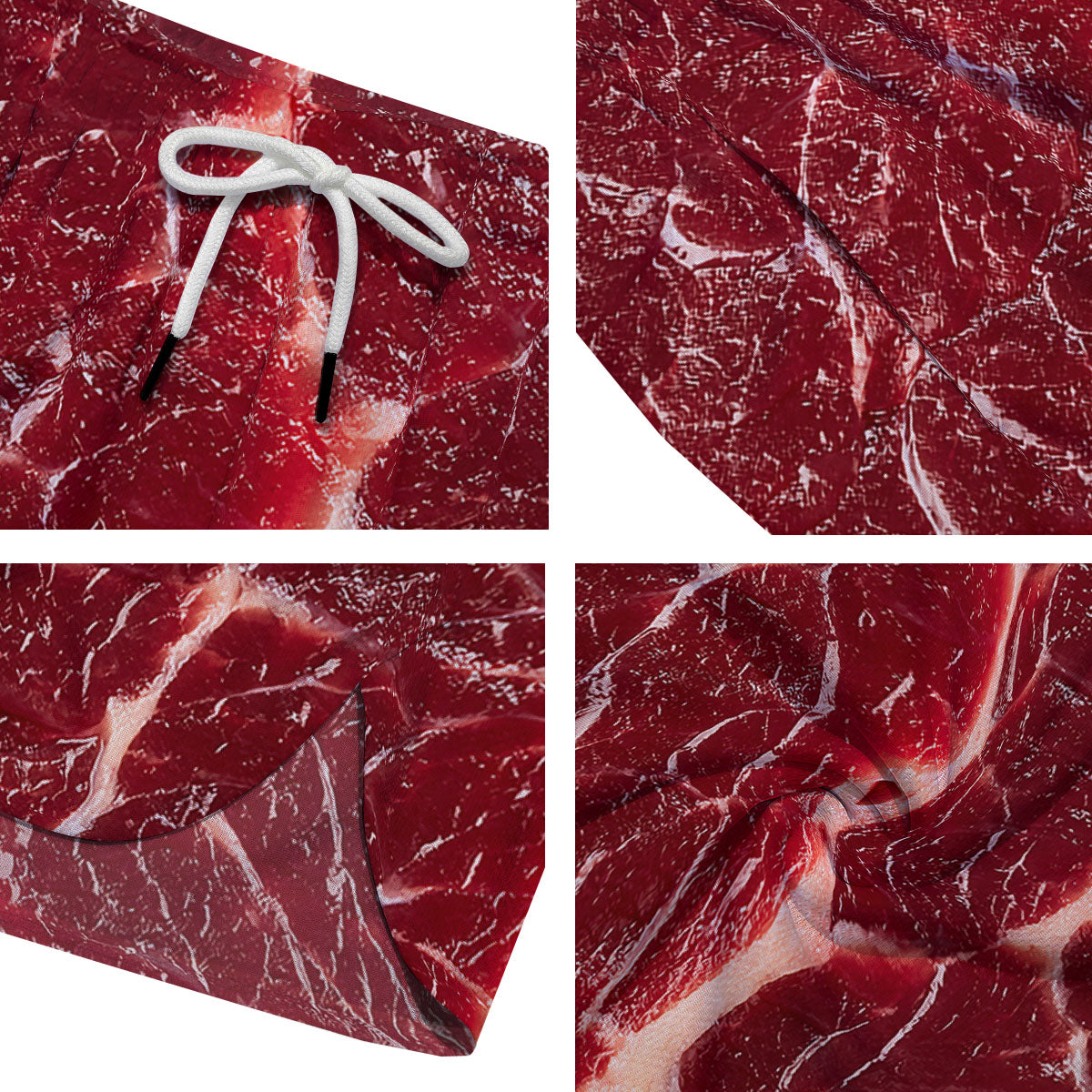 Texture Red Meat Print Men's Running Shorts-grizzshop
