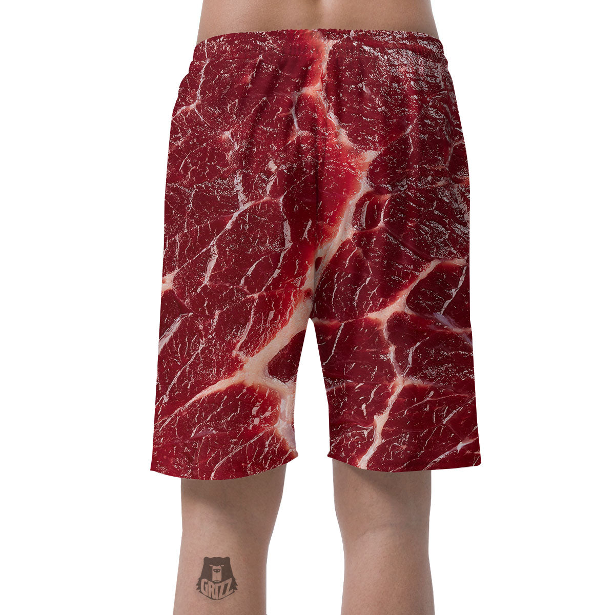 Texture Red Meat Print Men's Shorts-grizzshop