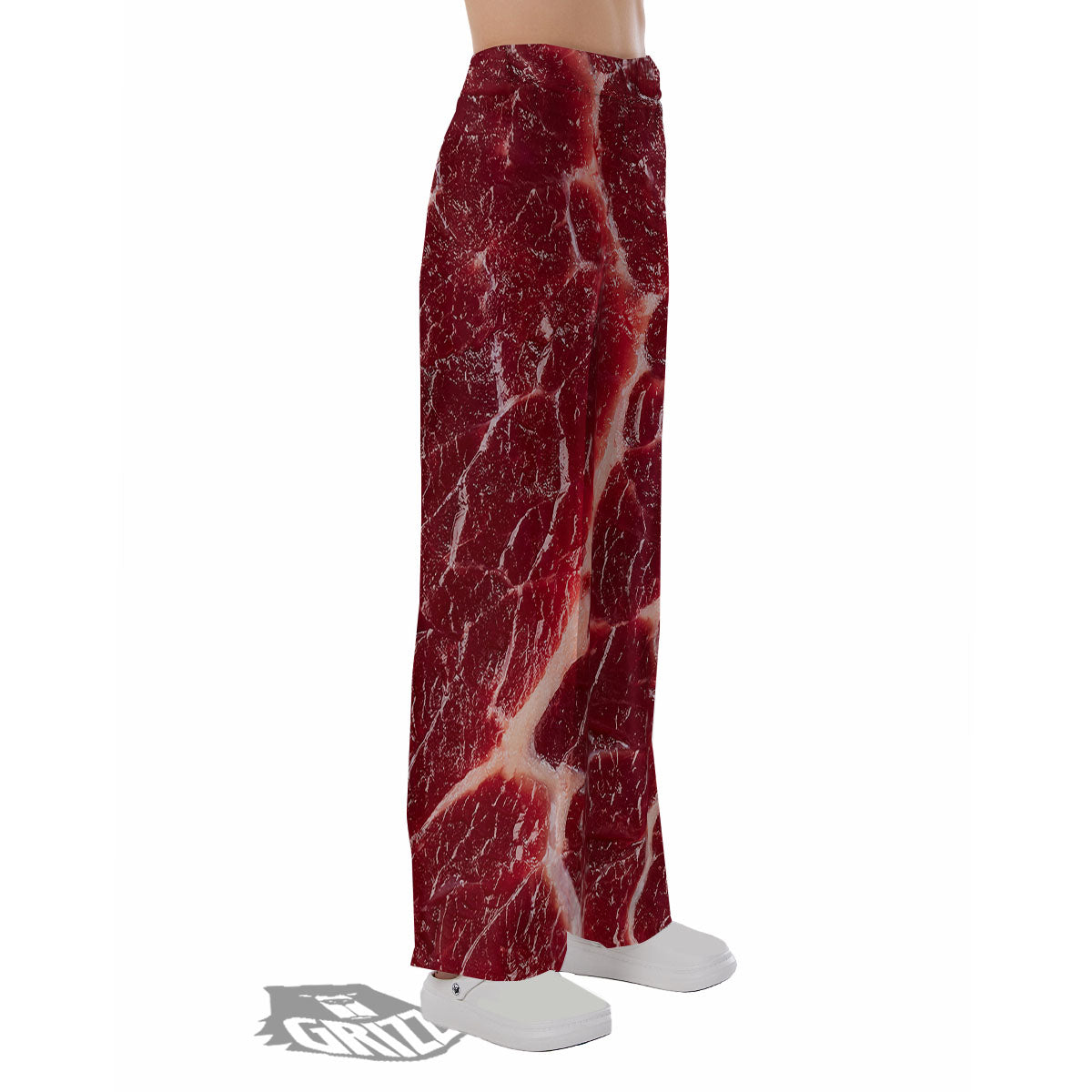 Texture Red Meat Print Pajama Pants-grizzshop