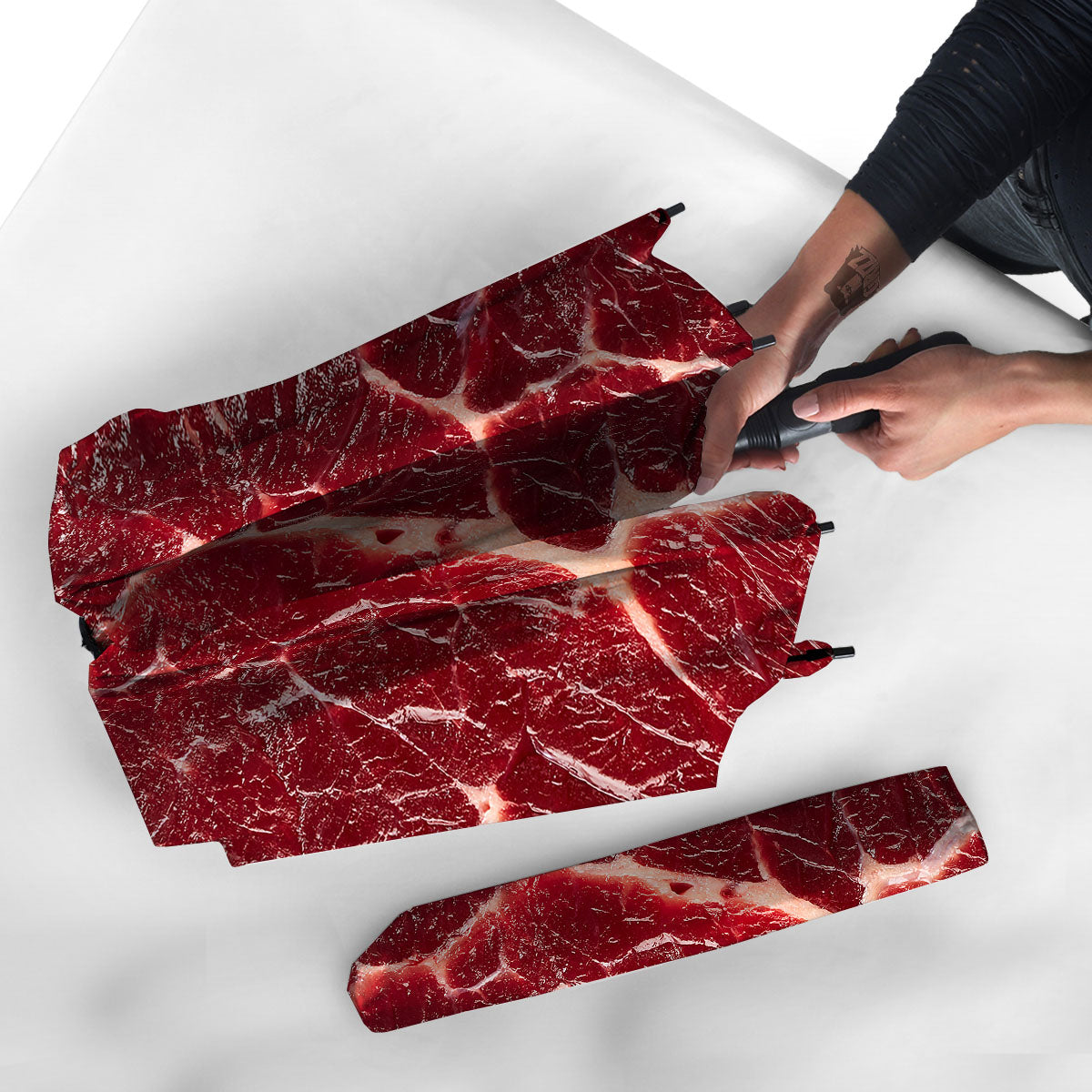 Texture Red Meat Print Umbrella-grizzshop