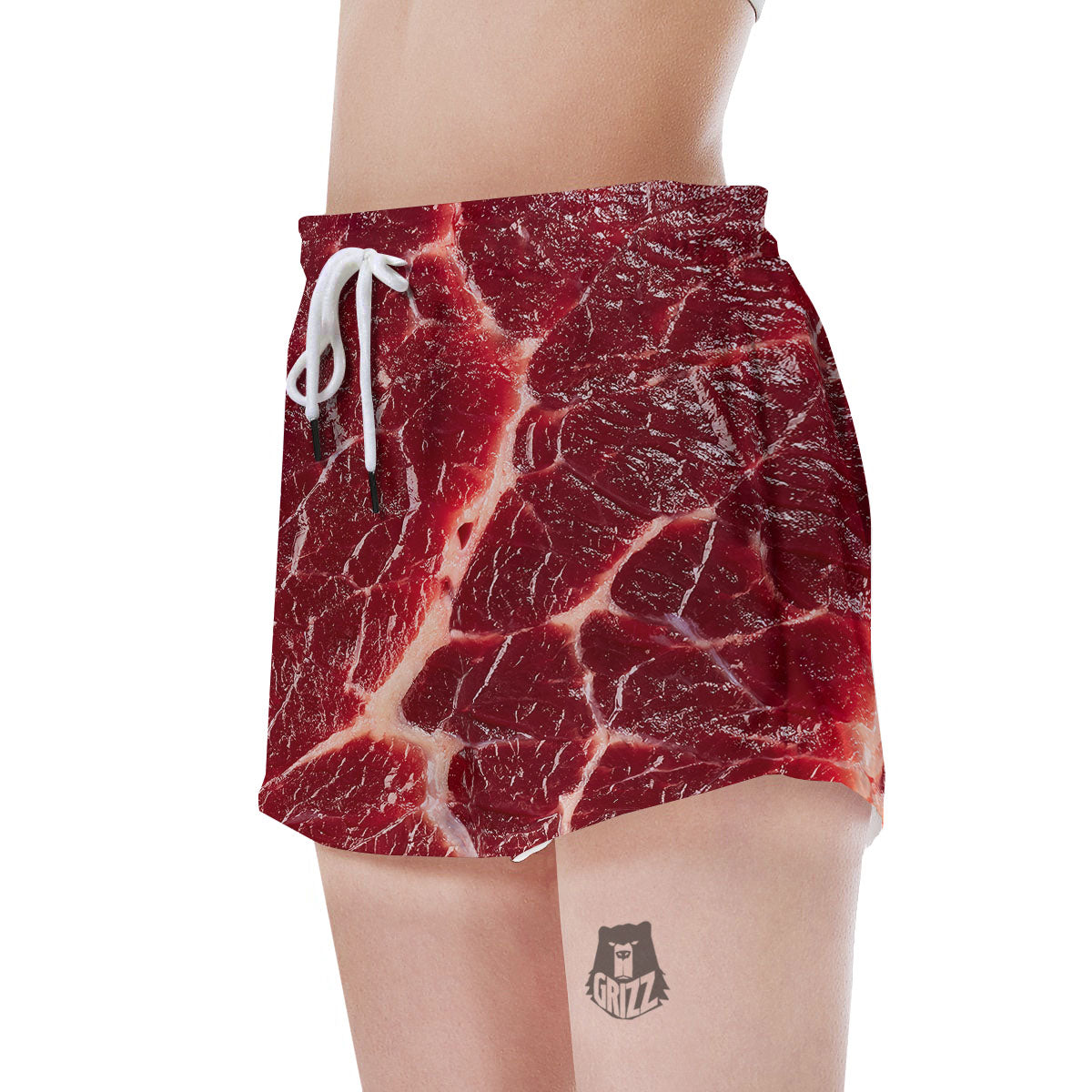 Texture Red Meat Print Women's Shorts-grizzshop