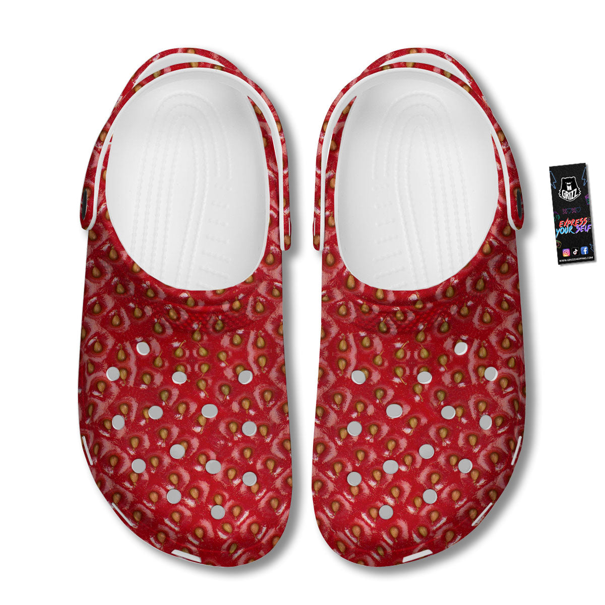 Texture Red Strawberry Print Clog-grizzshop