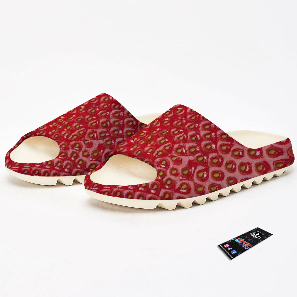 Texture Red Strawberry Print Sandals-grizzshop