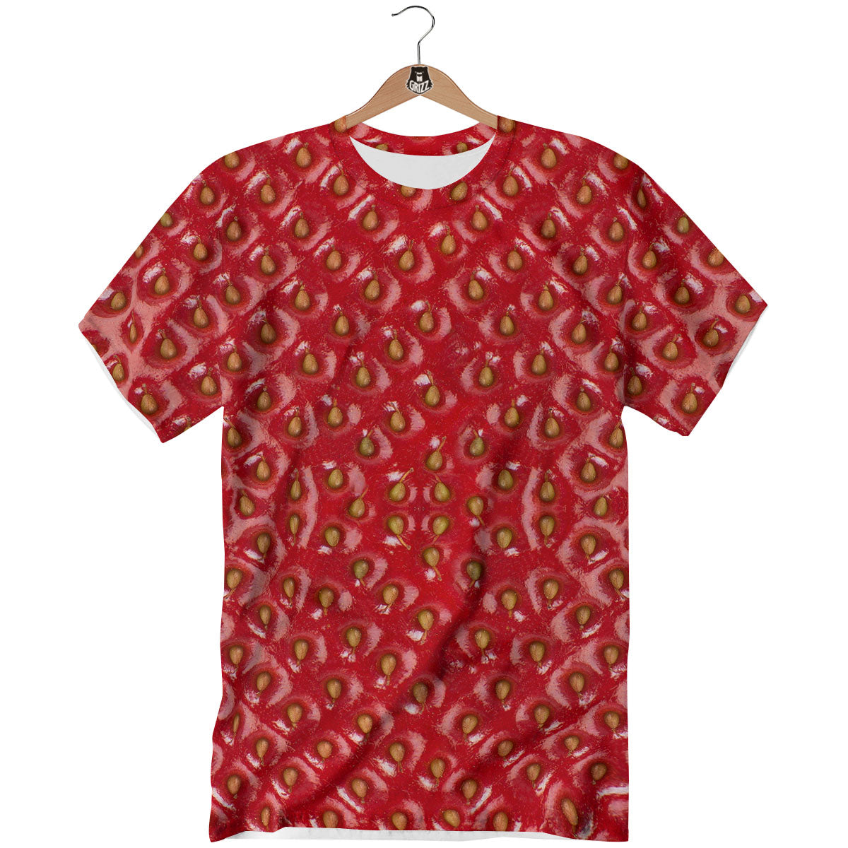 Texture Red Strawberry Print T-Shirt-grizzshop