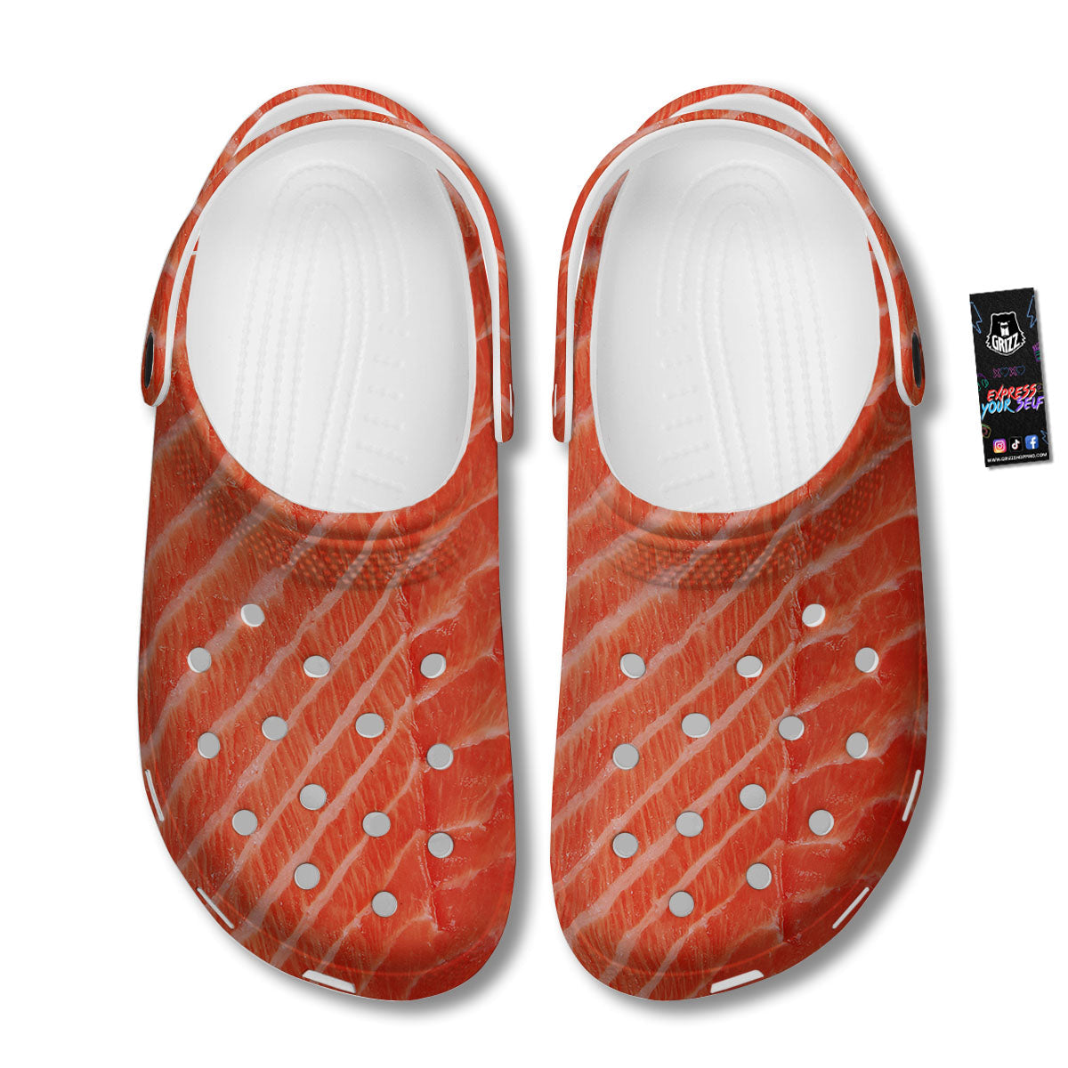 Texture Salmon Print Clog-grizzshop