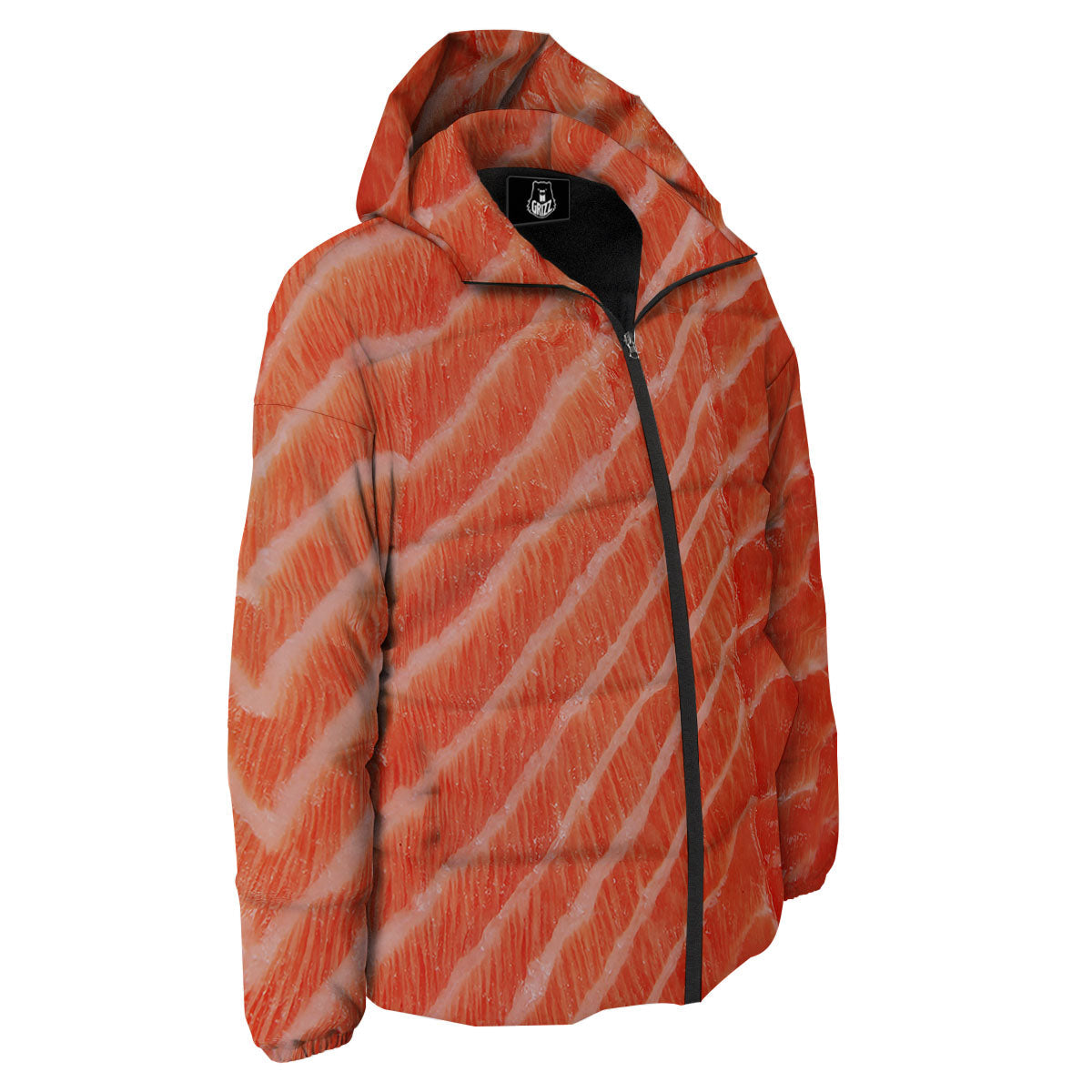 Texture Salmon Print Down Jacket-grizzshop