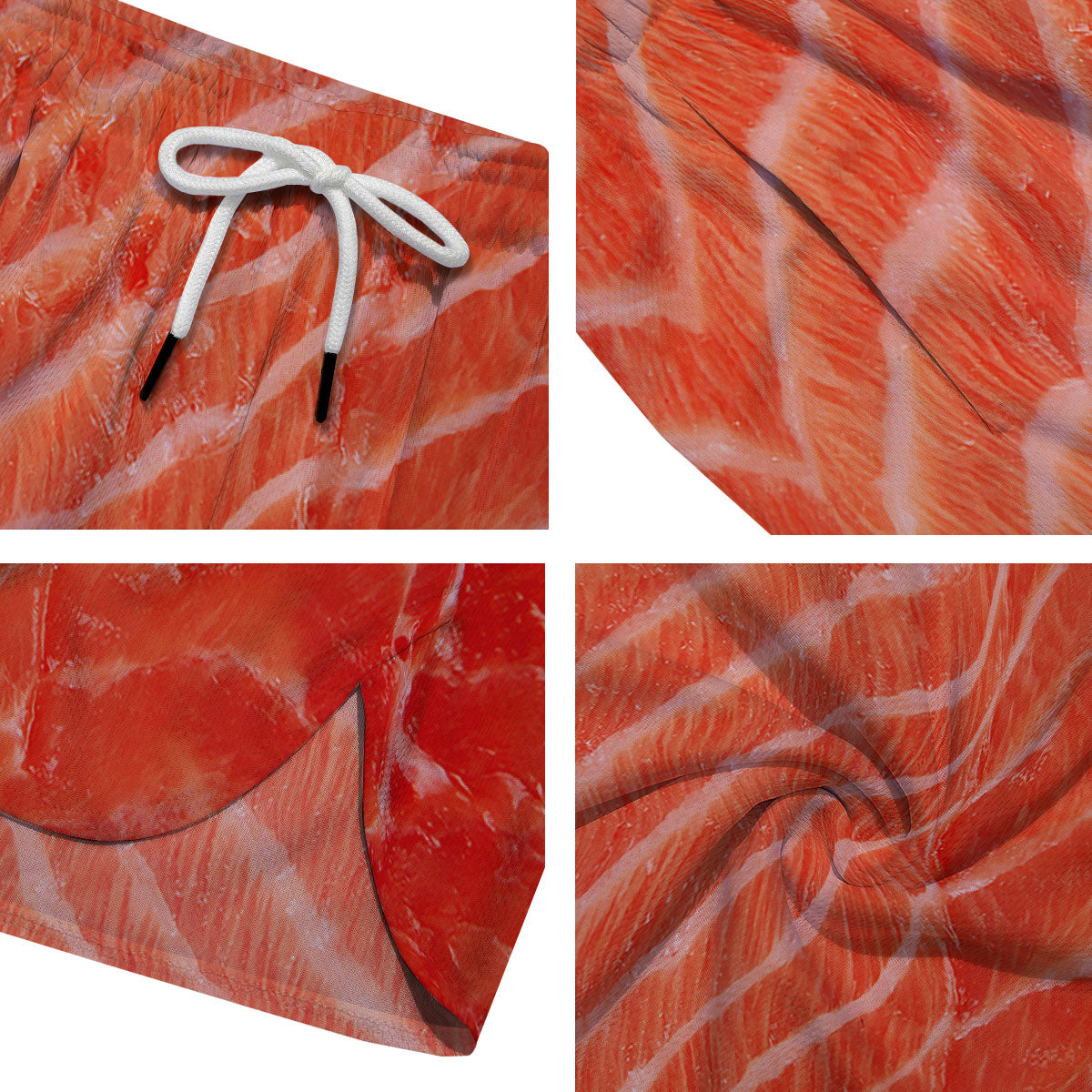 Texture Salmon Print Men's Running Shorts-grizzshop