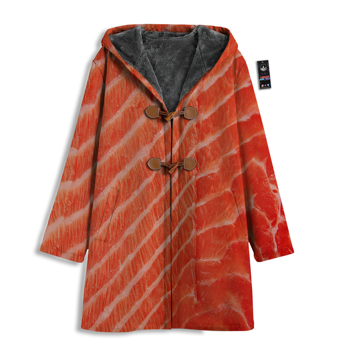 Texture Salmon Print Men's Windbreaker Jacket-grizzshop