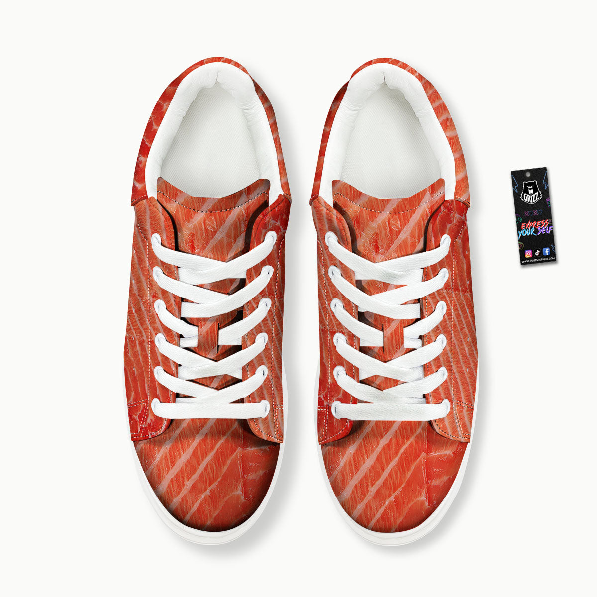 Texture Salmon Print Platform Shoes-grizzshop