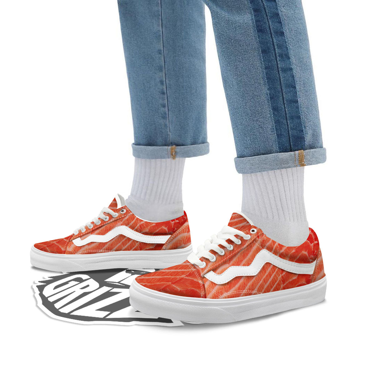 Texture Salmon Print Skate Shoes-grizzshop