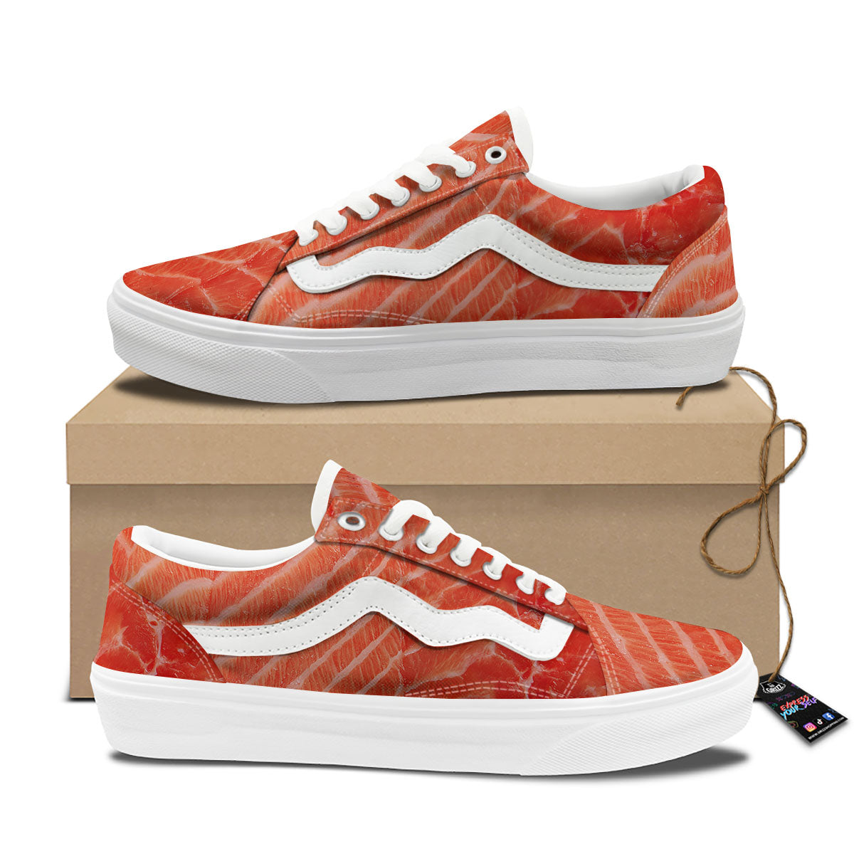 Texture Salmon Print Skate Shoes-grizzshop