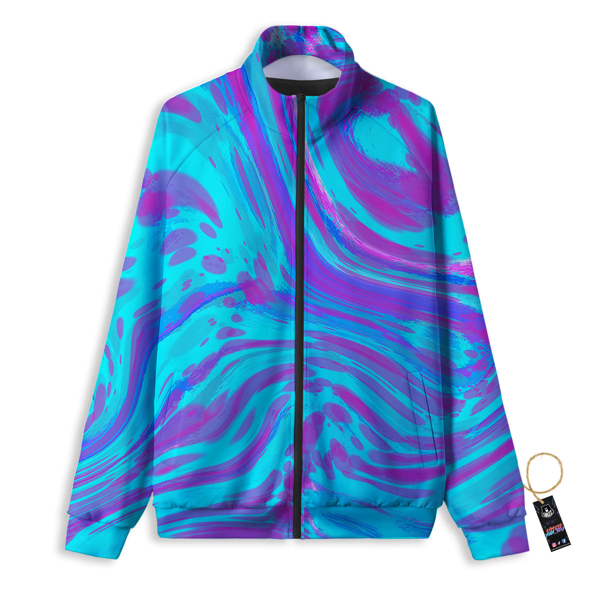 Texture Salmon Print Track Jacket-grizzshop