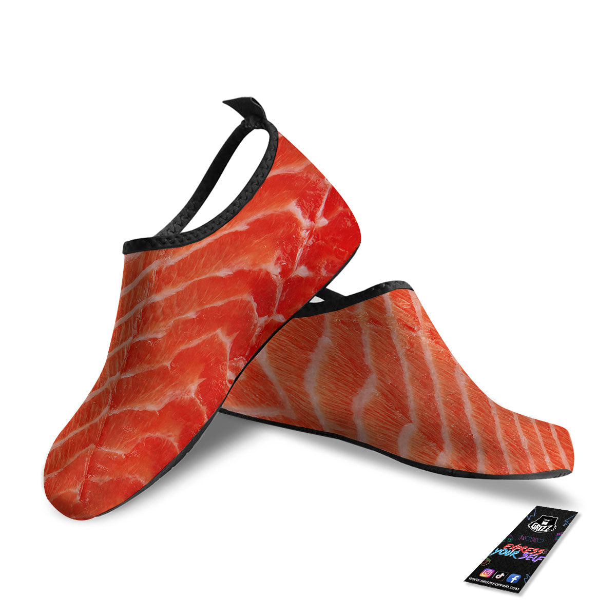 Texture Salmon Print Water Shoes-grizzshop