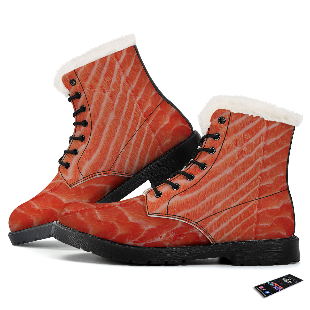 Texture Salmon Print Winter Boots-grizzshop