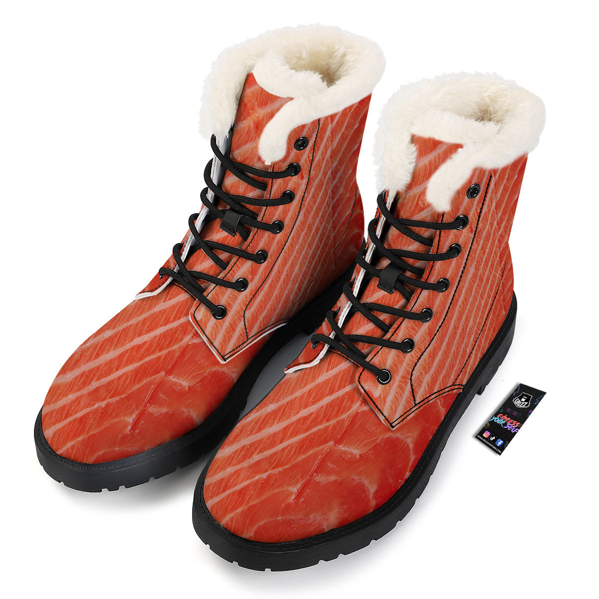 Texture Salmon Print Winter Boots-grizzshop
