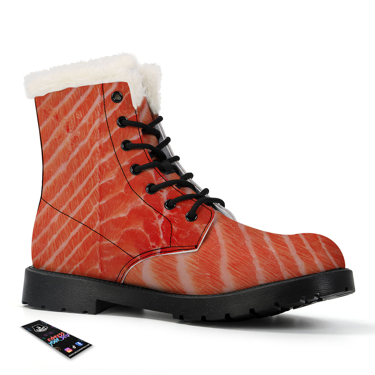 Texture Salmon Print Winter Boots-grizzshop