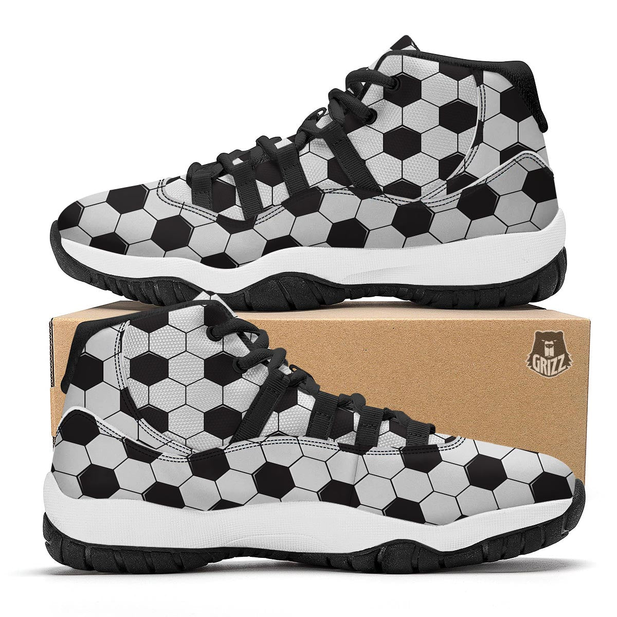 Texture Soccer Ball Print Pattern Black Bball Shoes-grizzshop
