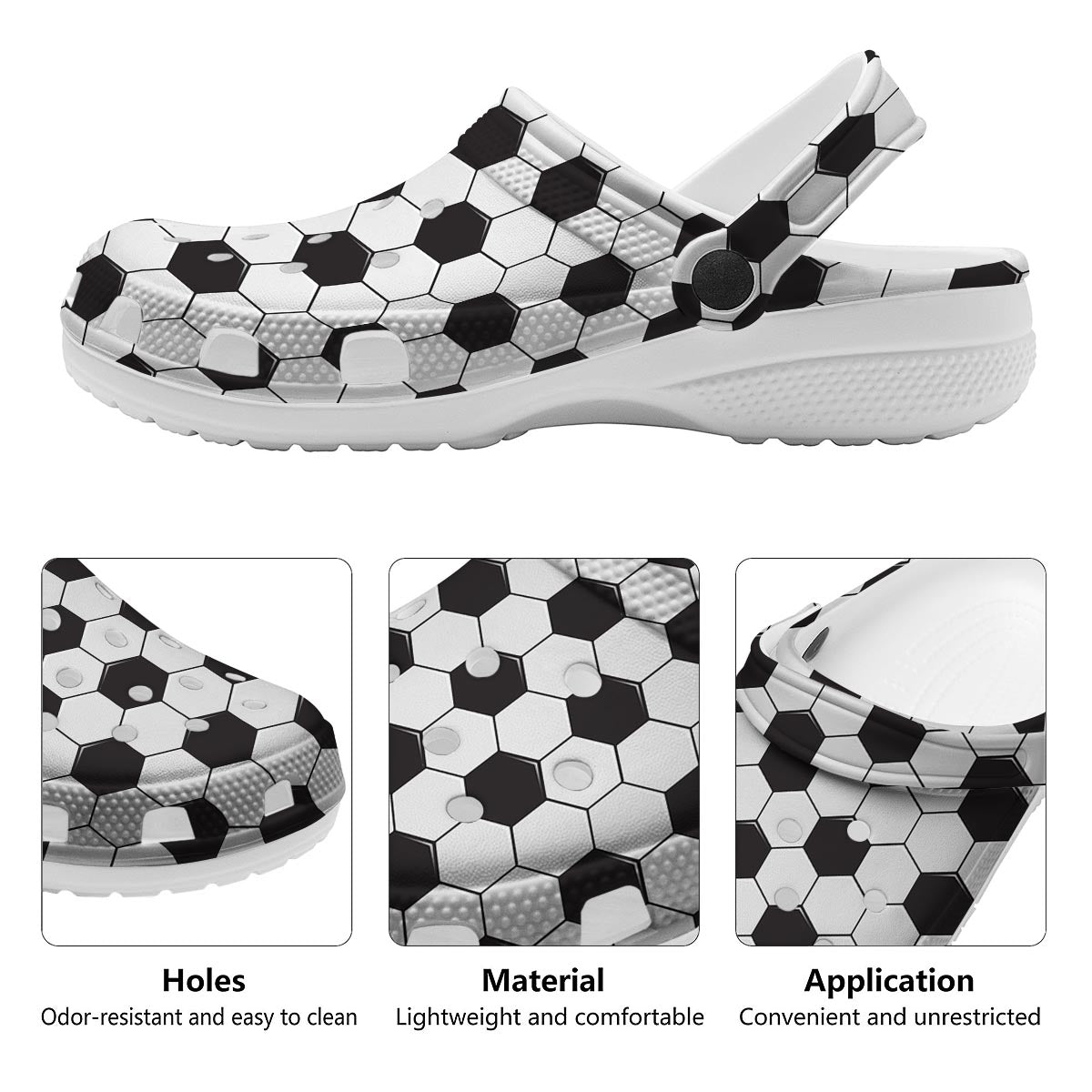 Texture Soccer Ball Print Pattern Clog-grizzshop