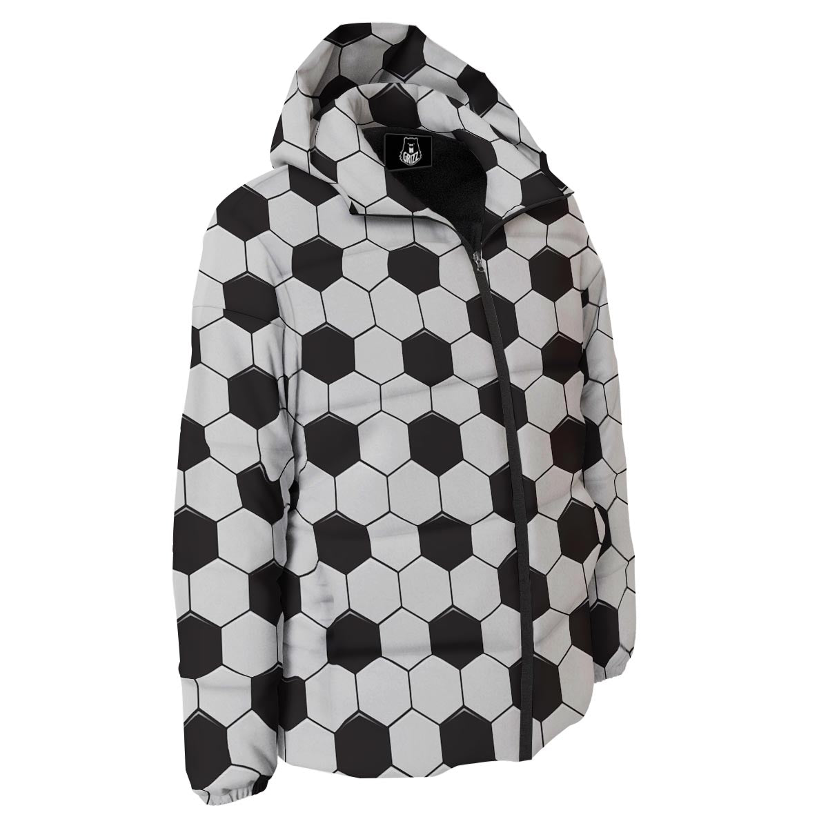 Texture Soccer Ball Print Pattern Down Jacket-grizzshop
