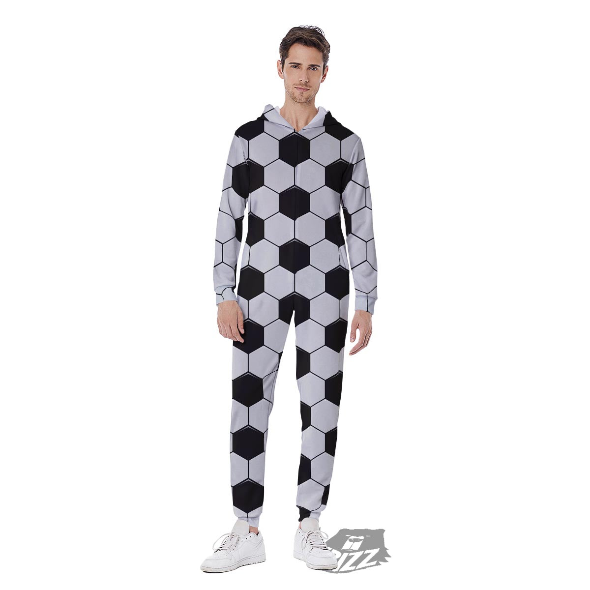 Texture Soccer Ball Print Pattern Men's Jumpsuit-grizzshop