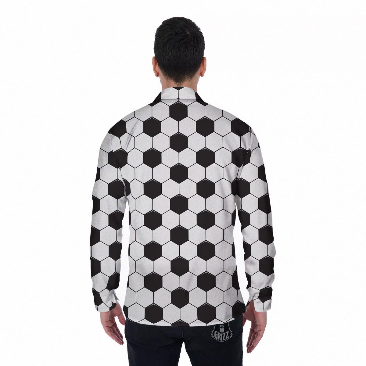 Texture Soccer Ball Print Pattern Men's Long Sleeve Shirts-grizzshop