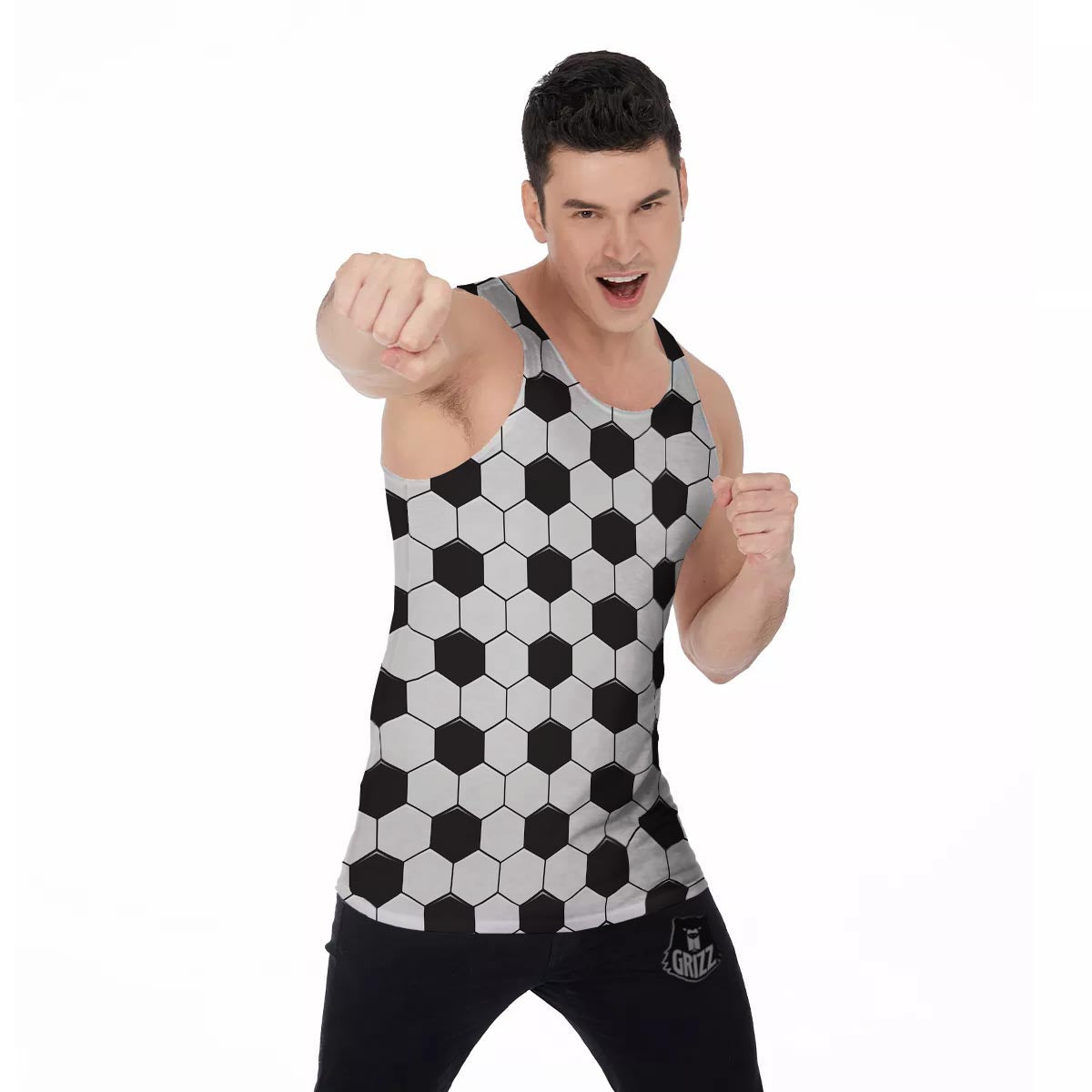 Texture Soccer Ball Print Pattern Men's Tank Top-grizzshop