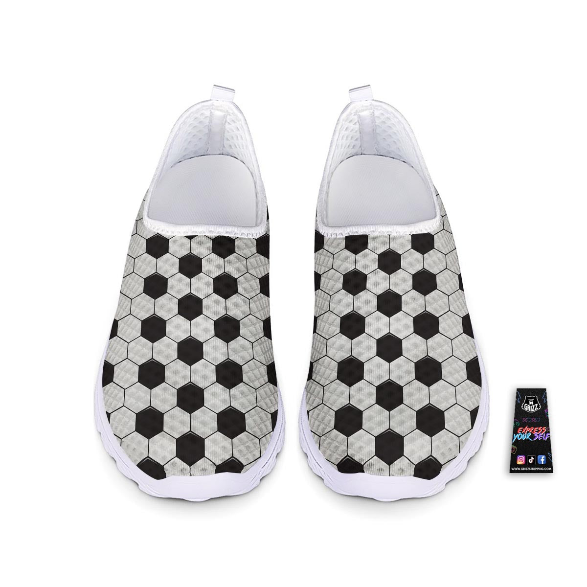 Texture Soccer Ball Print Pattern Nurse Shoes-grizzshop
