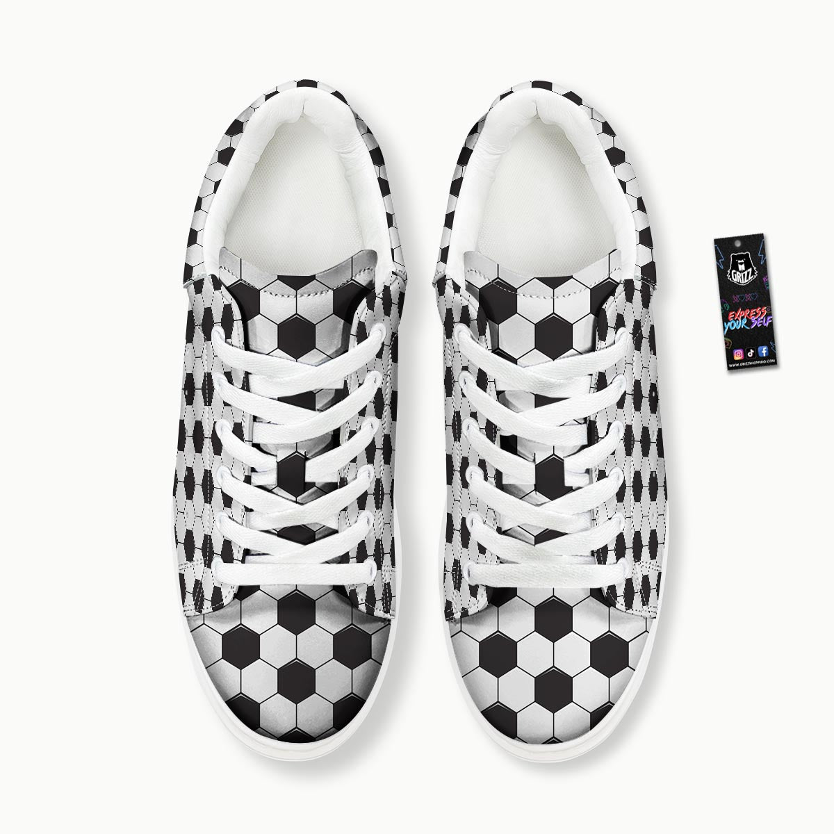 Texture Soccer Ball Print Pattern Platform Shoes-grizzshop