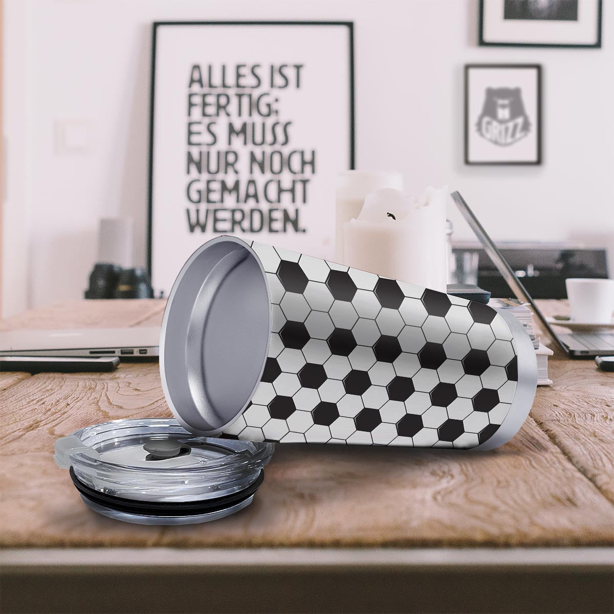 Texture Soccer Ball Print Pattern Tumbler-grizzshop