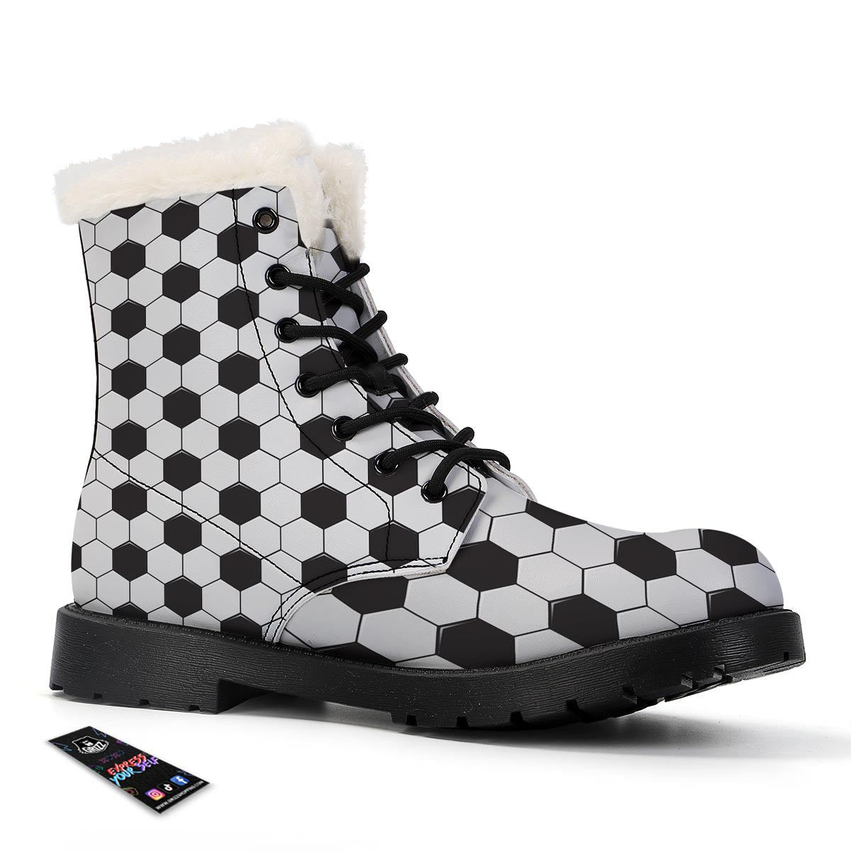 Texture Soccer Ball Print Pattern Winter Boots-grizzshop