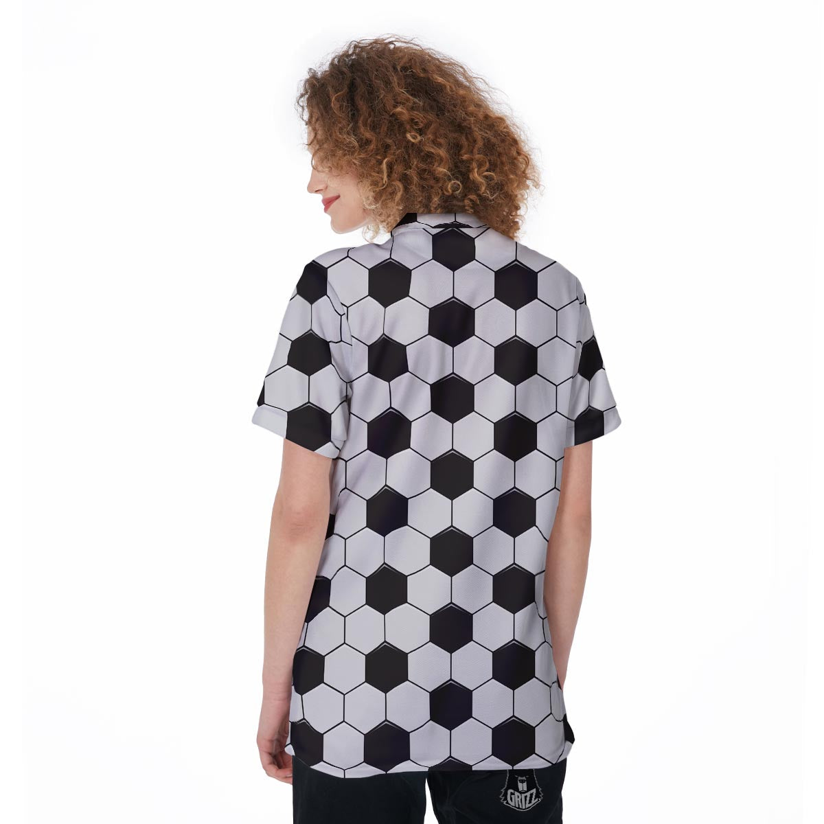 Texture Soccer Ball Print Pattern Women's Golf Shirts-grizzshop
