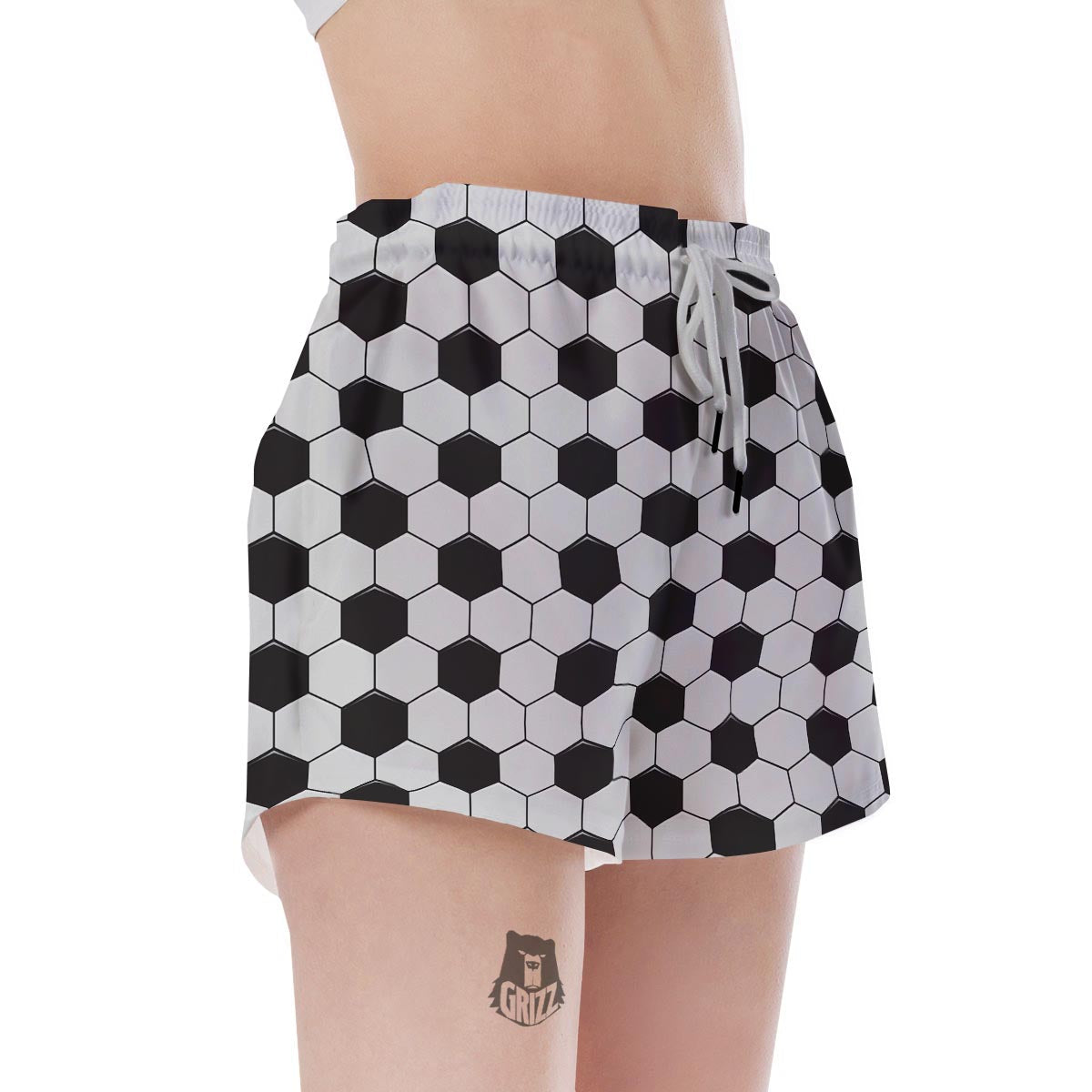Texture Soccer Ball Print Pattern Women's Shorts-grizzshop