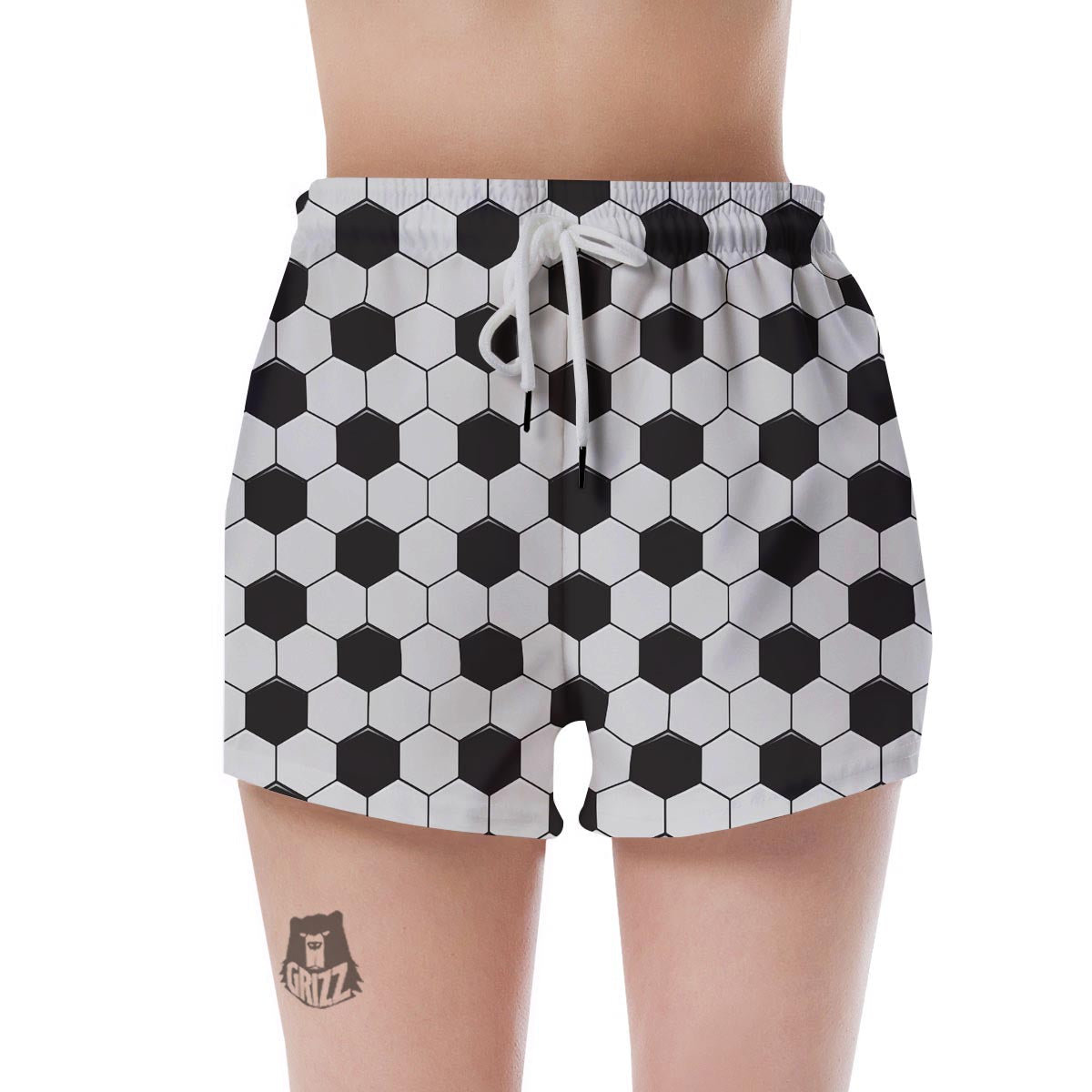 Texture Soccer Ball Print Pattern Women's Shorts-grizzshop