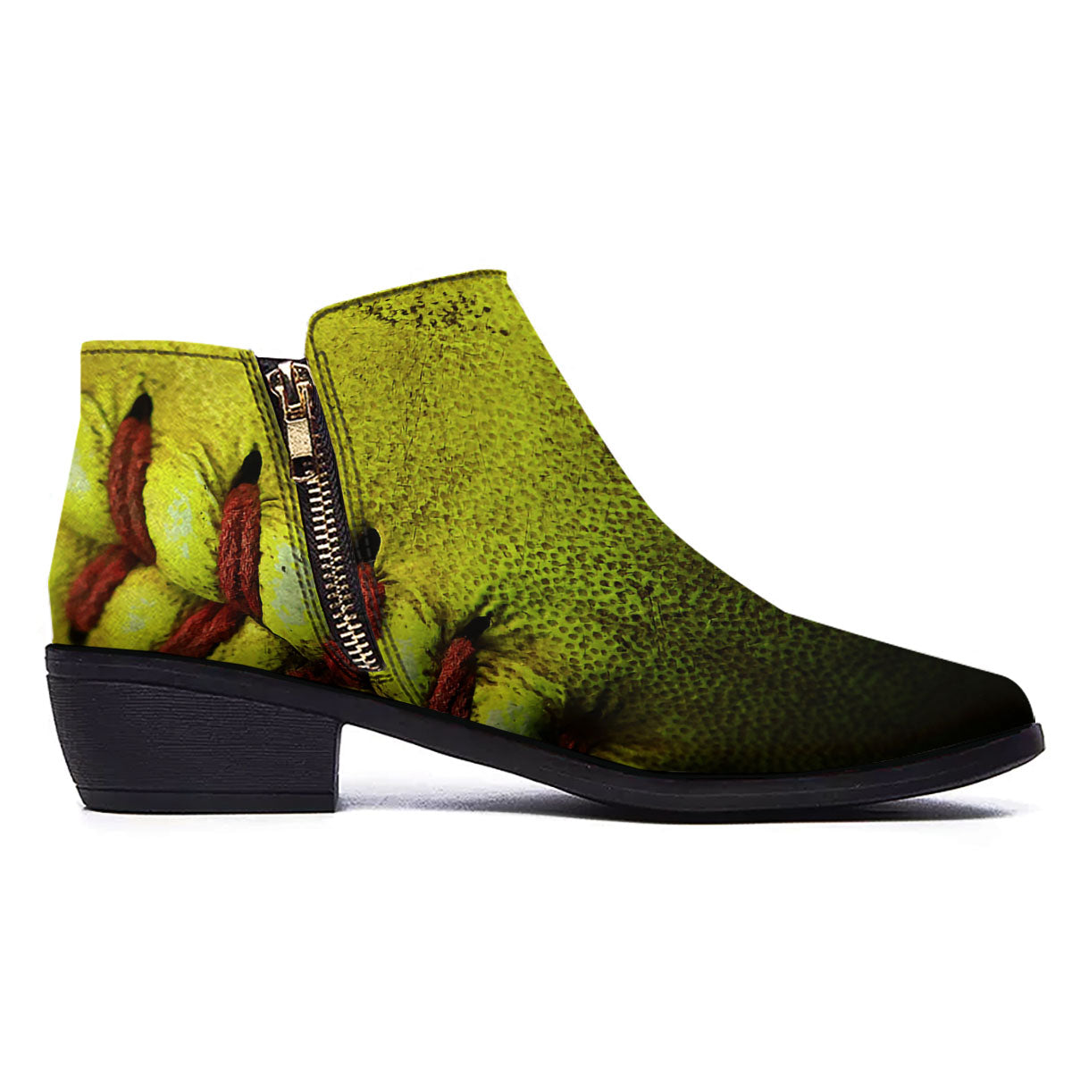 Texture Softball Ball Print Ankle Boots-grizzshop