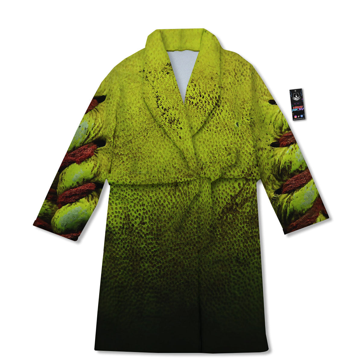 Texture Softball Ball Print Bathrobe-grizzshop