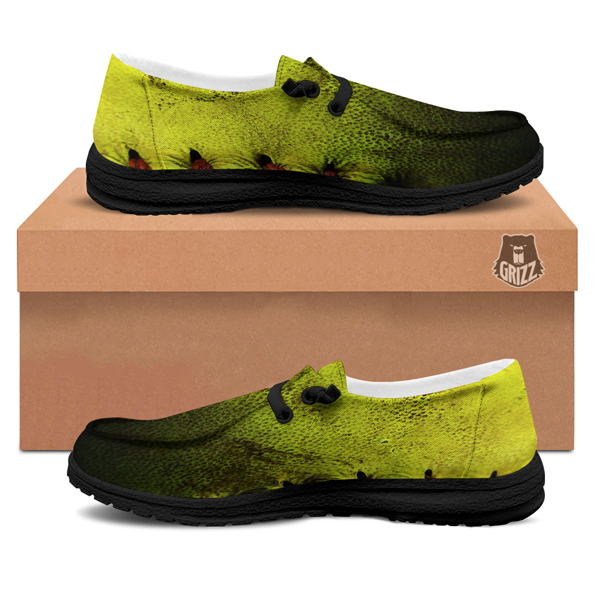 Texture Softball Ball Print Black Loafers-grizzshop
