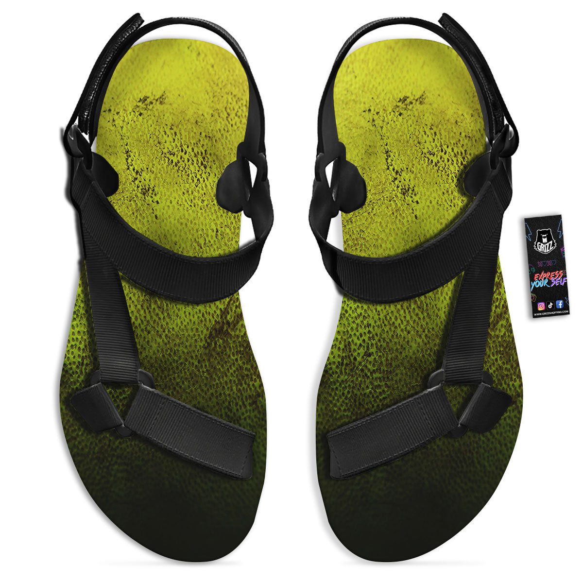 Texture Softball Ball Print Black Open Toe Sandals-grizzshop