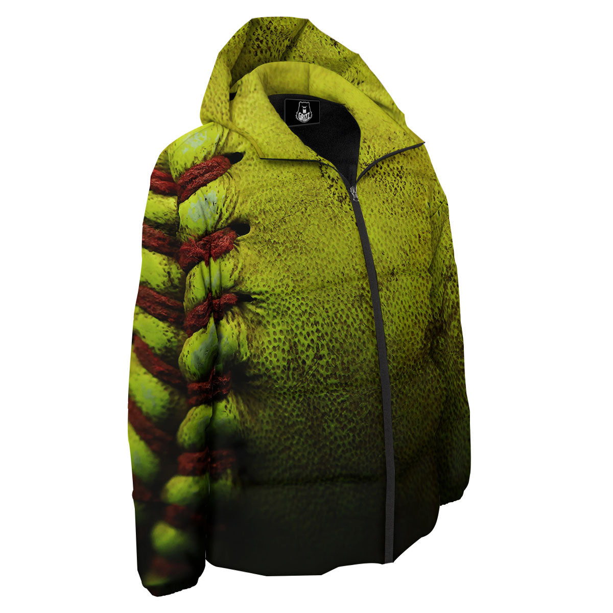 Texture Softball Ball Print Down Jacket-grizzshop
