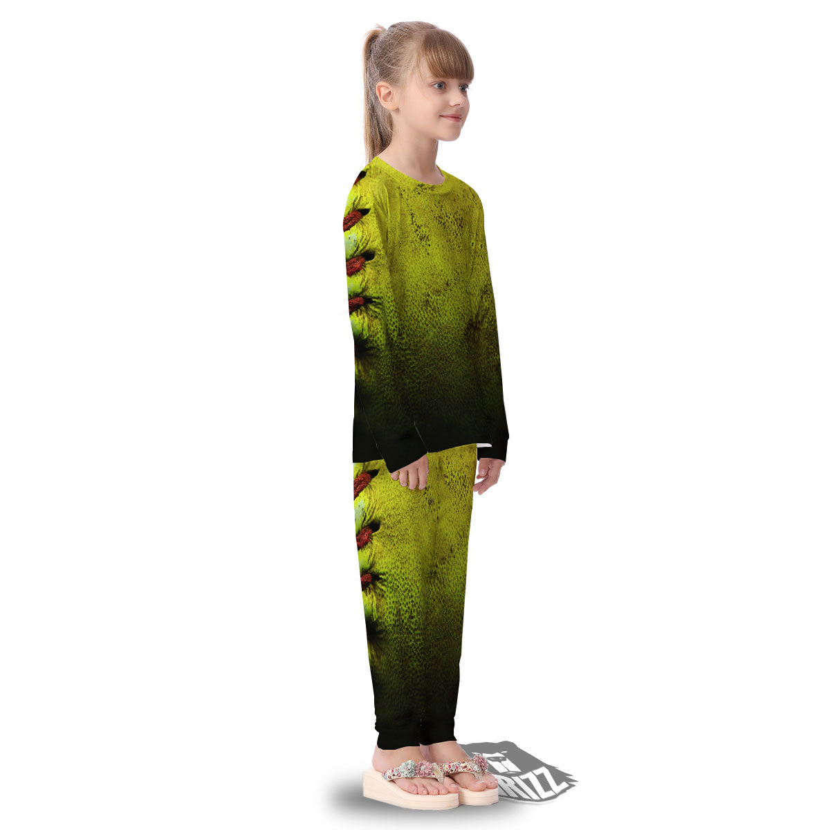 Texture Softball Ball Print Kid's Pajamas-grizzshop