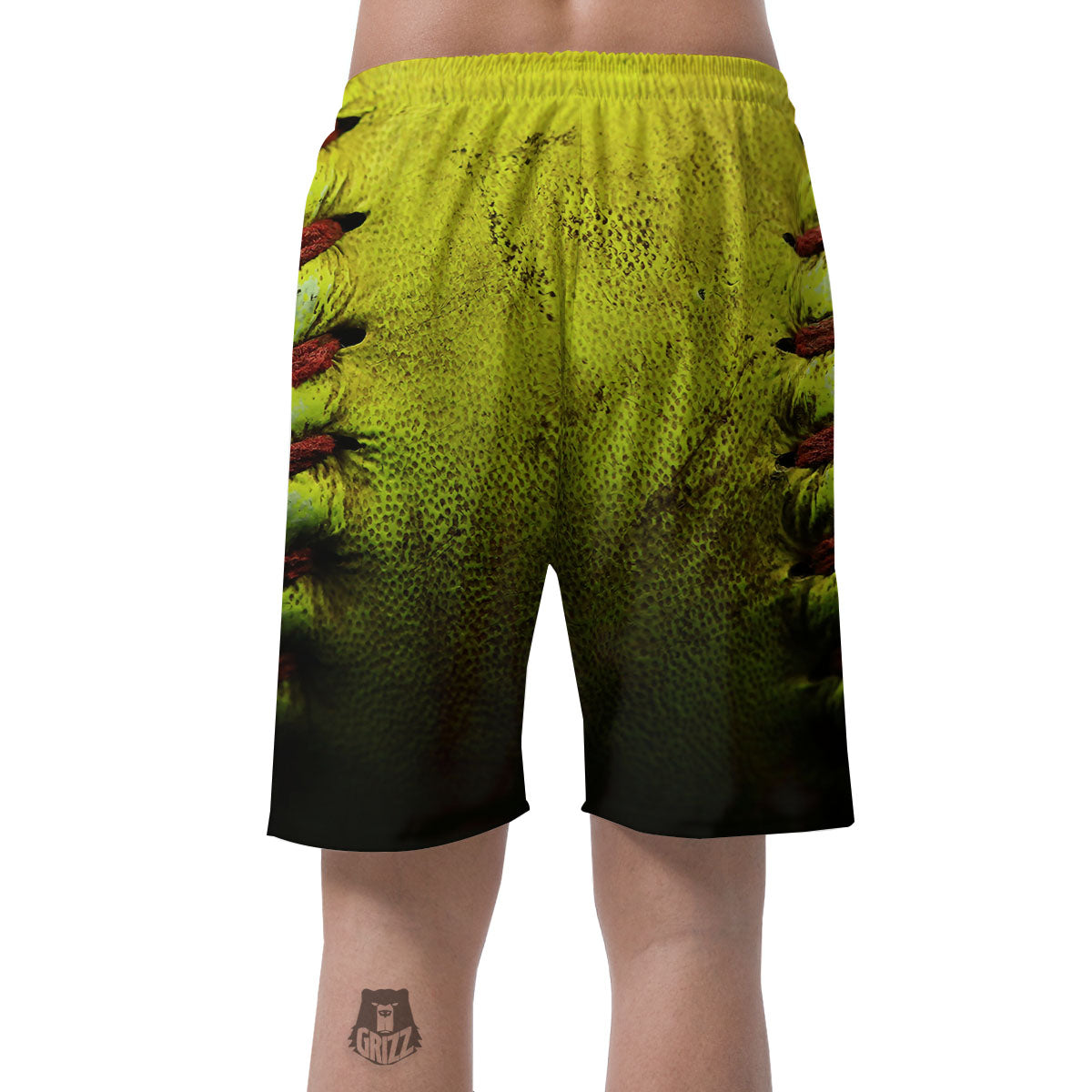 Texture Softball Ball Print Men's Shorts-grizzshop