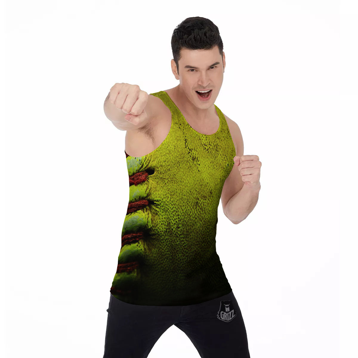 Texture Softball Ball Print Men's Tank Top-grizzshop