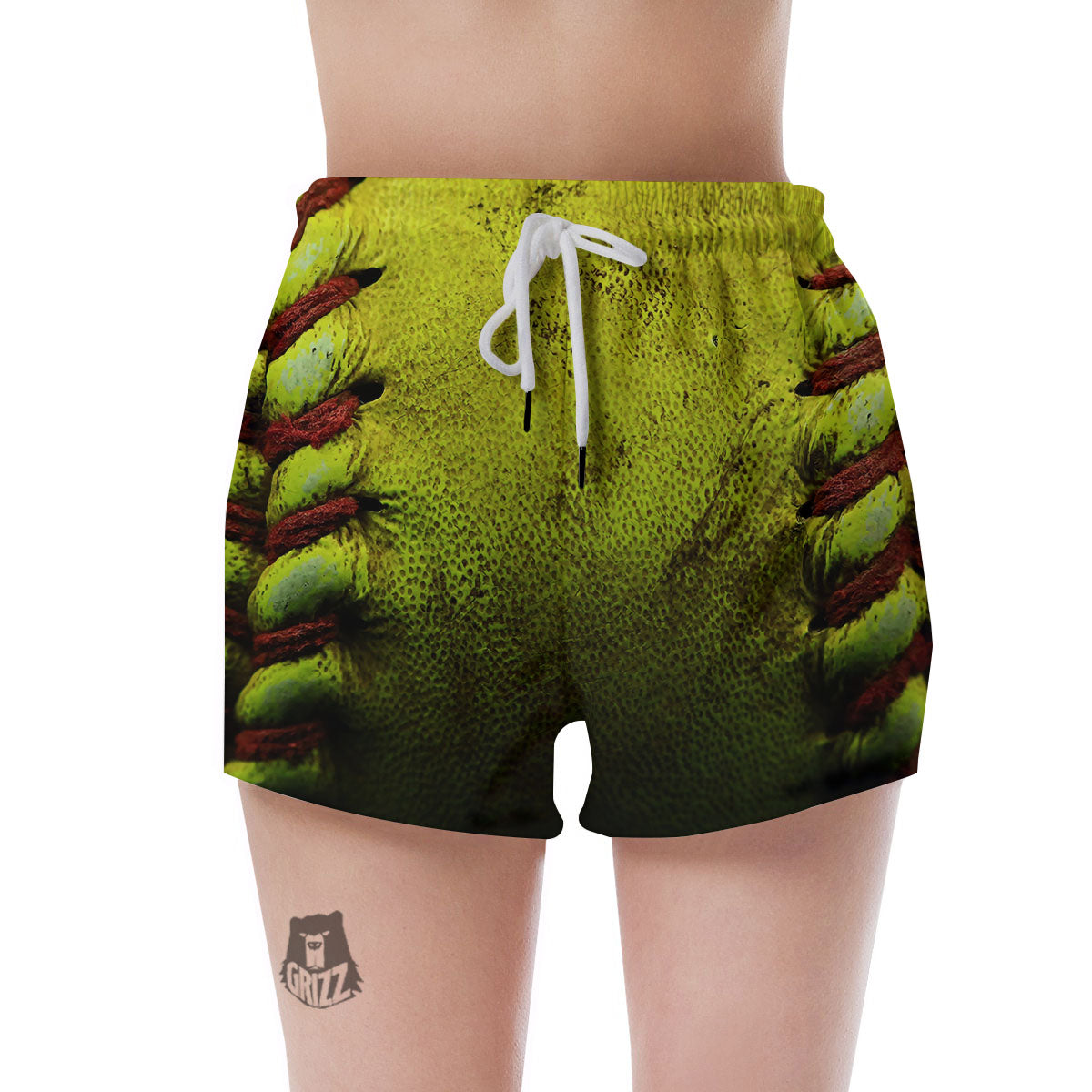 Texture Softball Ball Print Women's Shorts-grizzshop