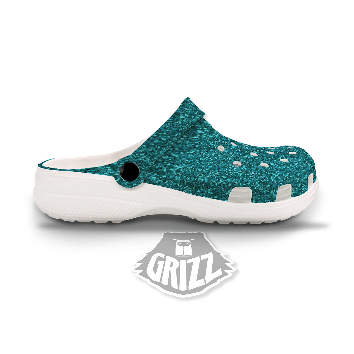 Texture Turquoise Glitter Print Pattern Clog-grizzshop
