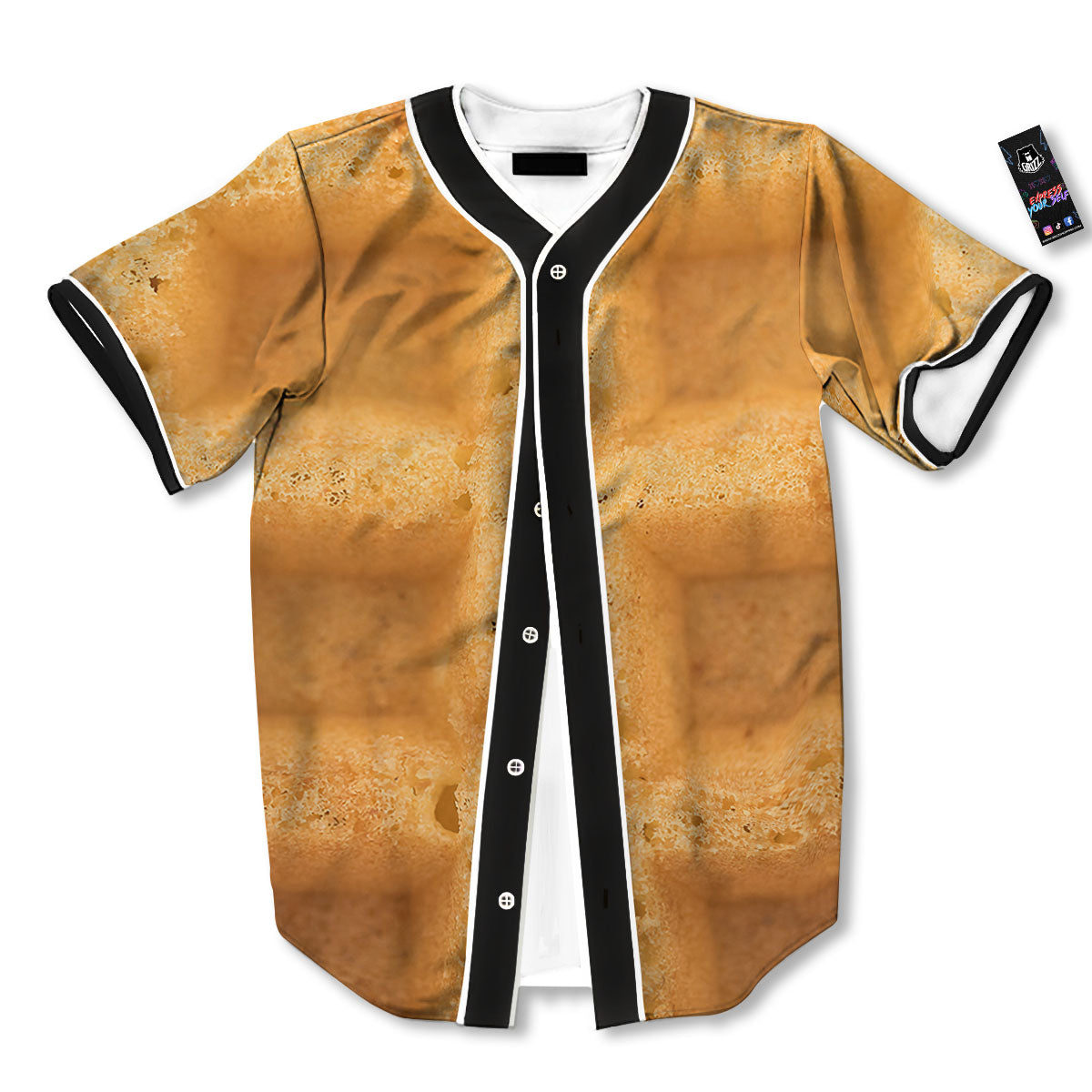 Texture Waffle Print Baseball Jersey-grizzshop