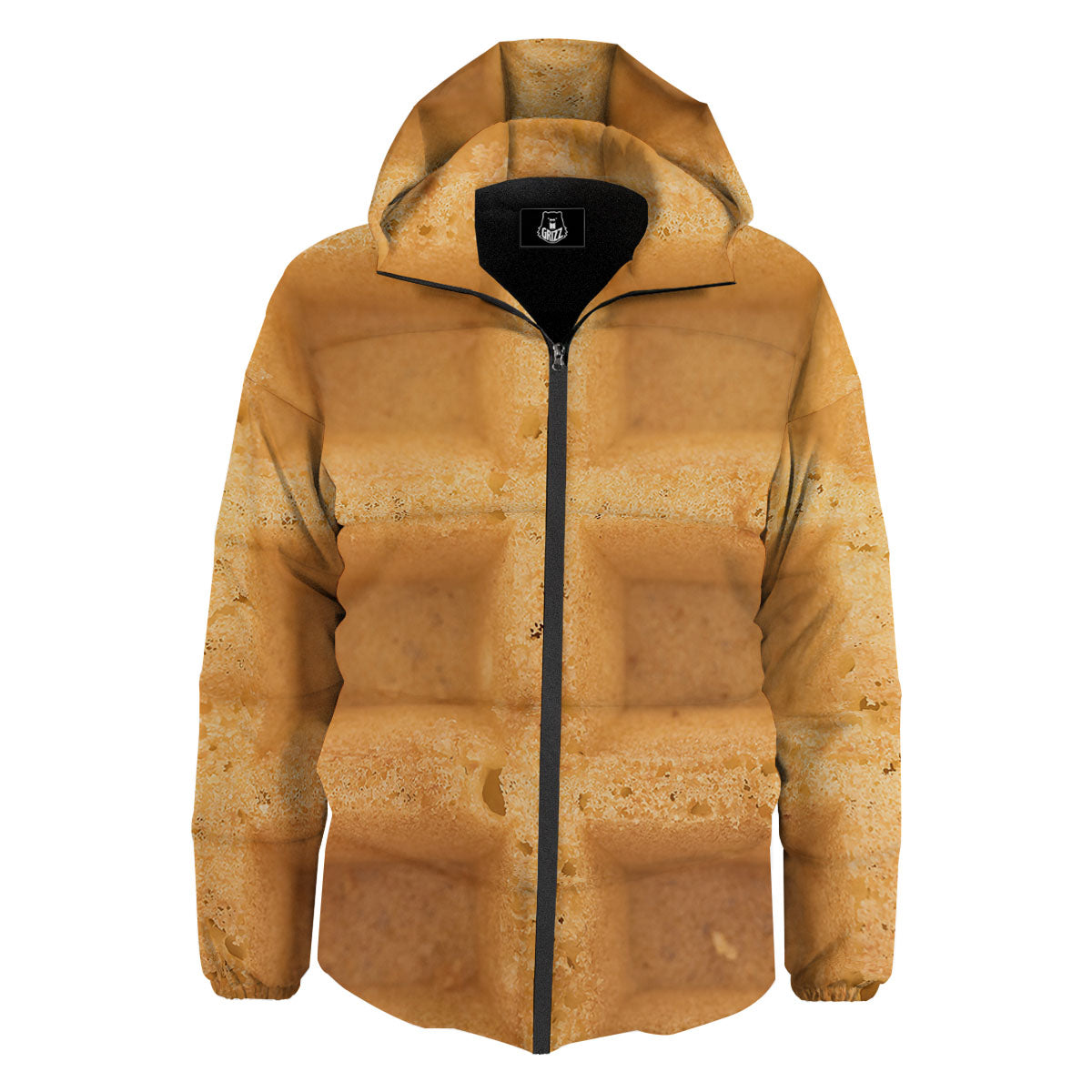 Texture Waffle Print Down Jacket-grizzshop