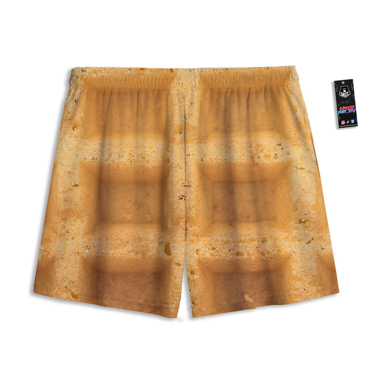 Texture Waffle Print Mesh Shorts-grizzshop