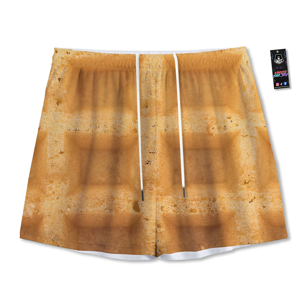 Texture Waffle Print Mesh Shorts-grizzshop