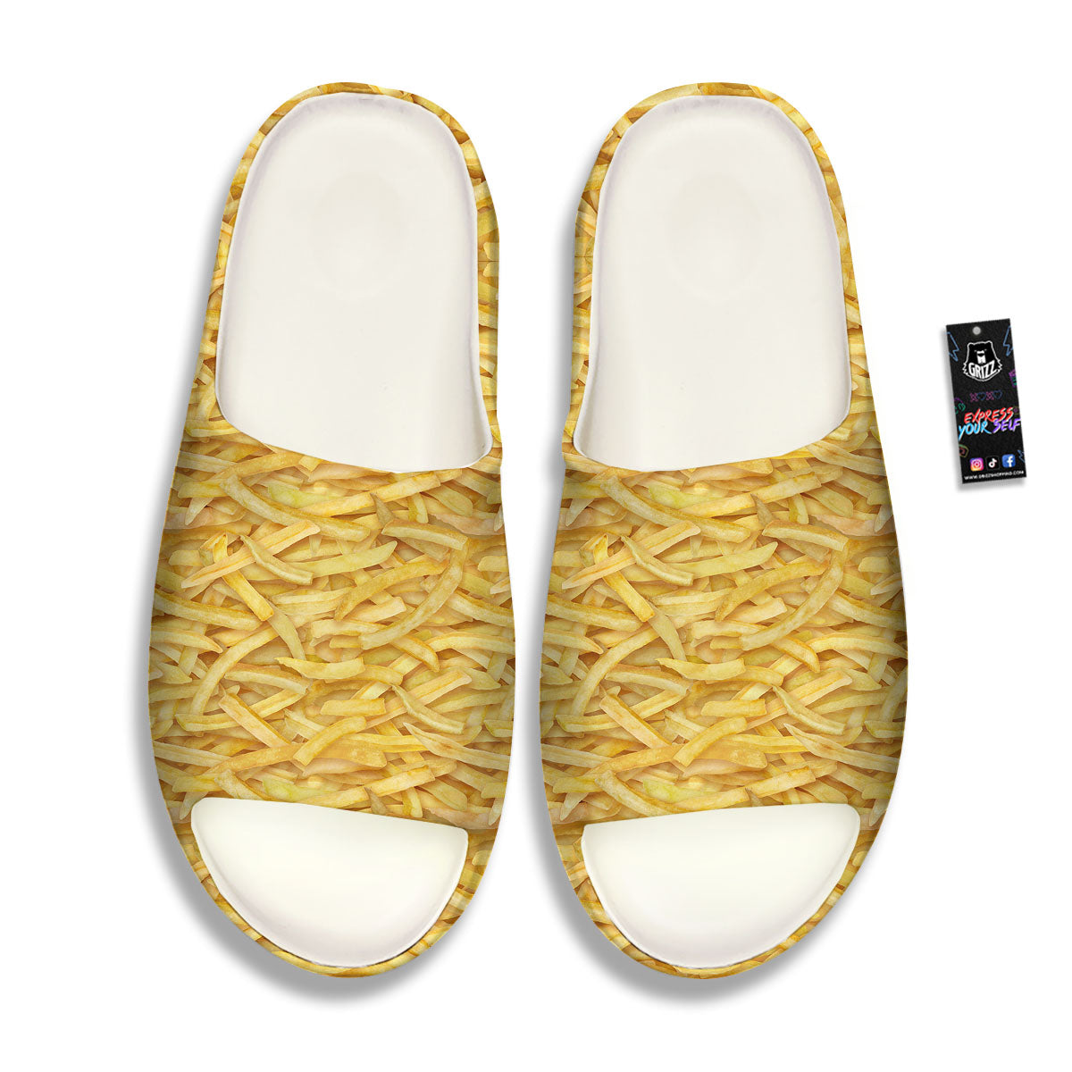 Texture French Fries Print Sandals-grizzshop