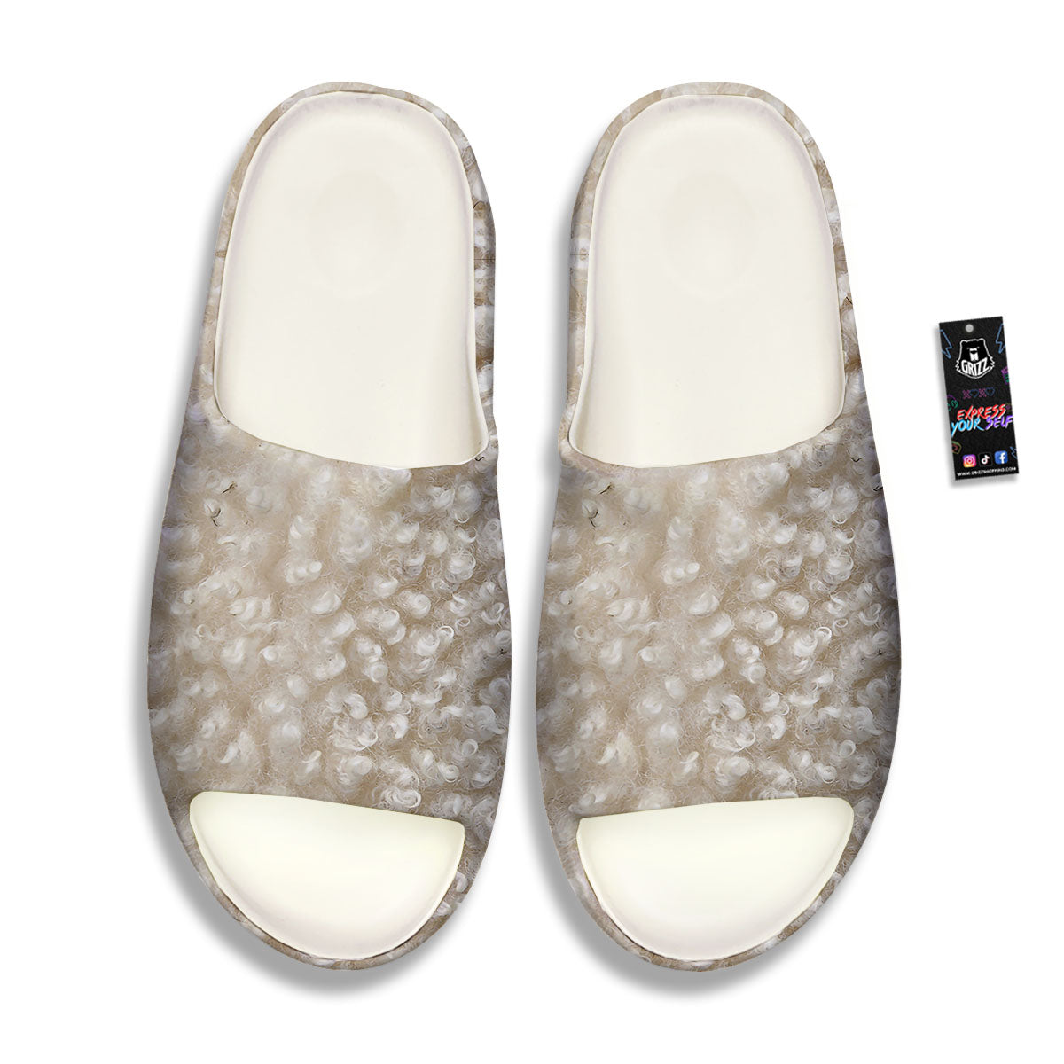 Texture Fur Sheep Print Sandals-grizzshop